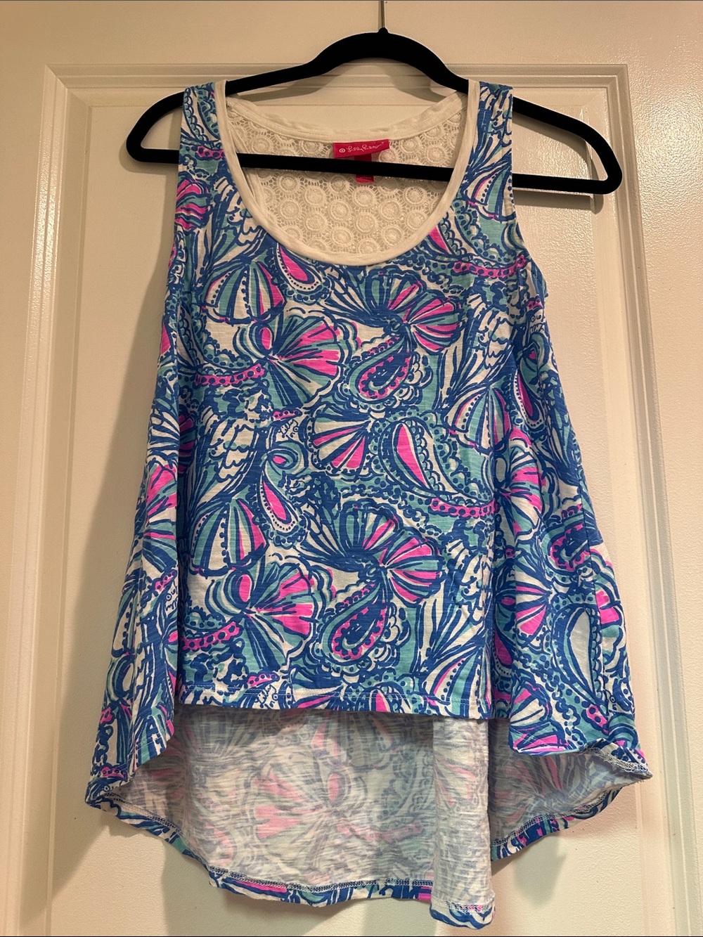 Lilly Pulitzer Blue and Pink Paisley Shell Tank